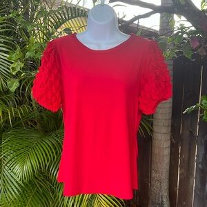 ESPRESSO Red Puff Sleeve Top size small